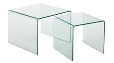 Set de 2 tables en verre transparent Guy L 65 cm - Lot de 2