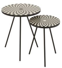 Set de 2 tables gigognes motif rétro bois massif Chloé D 30 cm