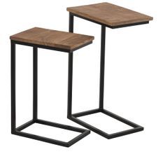 Set de 2 tables rectangulaire métal naturel Gio L 40/L 37 cm