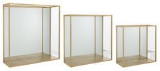 Set de 3 étagères murale carré métal verre doré Lise L 60 cm