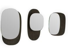 Set de 3 miroirs muraux en bois noir VINCY