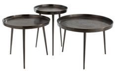 Set de 3 tables basses métal gris foncé Kolina D 61 cm