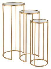 Set de 3 tables gigogne métal doré Leo D 35/D 30/D 25 cm