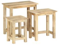 Set de 3 tables gigognes manguier massif clair Dhaem