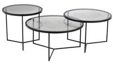 Set de 3 tables gigognes verre Vada D 70/ D 60/D 50 cm