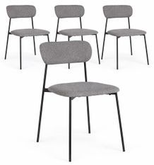 Set de 4 chaises INKA – acier peint noir ou café & assise rembourrée