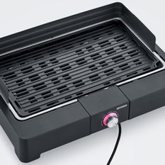 SEVERIN - PG8567 - Barbecue de table électrique, 2 200 W, grille en fonte d'aluminium, bac a eau réducteur de fumée et d'odeurs, Noi