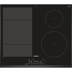 SIEMENS EX651FEB1F - Table de cuisson induction - 4 zones - 7400 W - L 51 x P 52,2 cm - Revetement verre - Noir