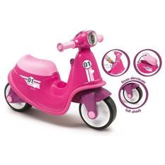 SMOBY Porteur Scooter Rose + Roues Silencieuses