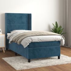 Sommier à lattes de lit avec matelas Bleu foncé 90x190 cm