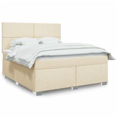 Sommier à lattes de lit avec matelas Crème 180x200 cm Tissu