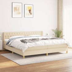 Sommier à lattes de lit avec matelas Crème 200x200 cm Tissu