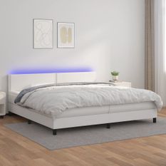 Sommier à lattes de lit avec matelas et LED Blanc 200x200 cm