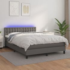 Sommier à lattes de lit avec matelas et LED Gris 140x190cm