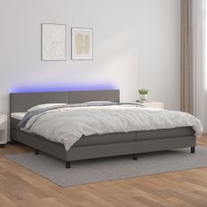 Sommier à lattes de lit avec matelas et LED Gris 200x200 cm
