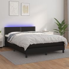 Sommier à lattes de lit avec matelas et LED Noir 140x190 cm