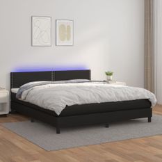 Sommier à lattes de lit avec matelas et LED Noir 160x200cm