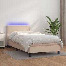 Sommier à lattes de lit avec matelas LED Cappuccino 100x200 cm