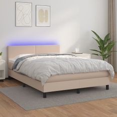 Sommier à lattes de lit avec matelas LED Cappuccino 140x200 cm