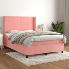 Sommier à lattes de lit avec matelas Rose 140x190 cm Velours