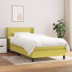 Sommier à lattes de lit avec matelas Vert 100x200 cm Tissu