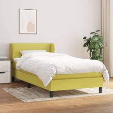 Sommier à lattes de lit avec matelas Vert 100x200 cm Tissu