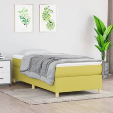 Sommier à lattes de lit avec matelas Vert 100x200 cm Tissu