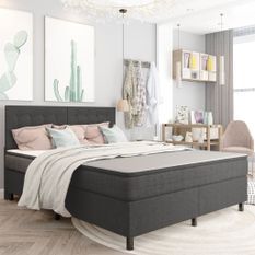 Sommier tapissier Gris foncé Tissu 160x200 cm 2