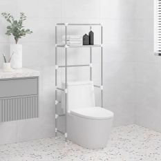 Support de rangement 2 niveaux sur toilette Gris 53,5x28x143 cm