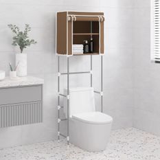 Support de rangement 2 niveaux sur toilette Marron 56x30x170 cm