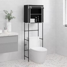 Support de rangement 2 niveaux sur toilette Noir 56x30x170 cm