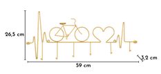 Support mural pour vélo noir et or 59 x 3,2 x 26,5 cm