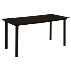 Table à dîner de jardin Noir 150x80x74 cm Acier et verre