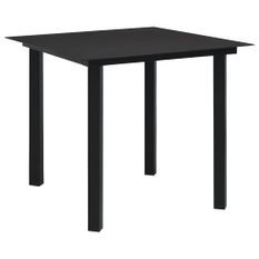 Table à dîner de jardin Noir 80x80x74 cm Acier et verre 3