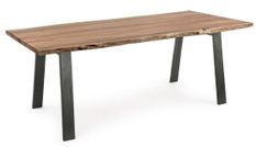Table à manger 10 places bois d'acacia et pieds acier gris Denia 200 cm