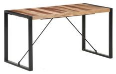 Table à manger acacia massif clair et pieds métal noir Nesun 140 cm