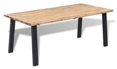 Table à manger acacia massif clair et pieds métal noir Levin 170 cm