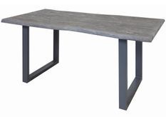 Table à manger acacia massif gris et pieds métal Melin L 200 cm
