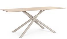 Table à manger ARGITA 180 cm – Grès effet marbre & pieds acier réglables - 8 places