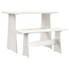 Table à manger avec banc Blanc Bois de pin solide