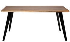Table à manger avec plateau en bois massif et pieds en métal noir Filko
