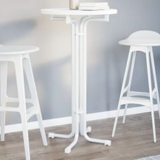 Table à manger blanc Ø60x110 cm bois d'ingénierie et acier