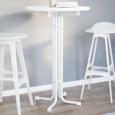 Table à manger blanc Ø70x110 cm bois d'ingénierie et acier