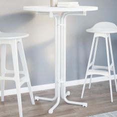 Table à manger blanc Ø80x110 cm bois d'ingénierie et acier