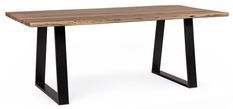 Table à manger bois d'acacia et pieds acier noir Amaly 200 cm