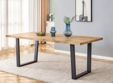 Table à manger bois de chêne rustique et métal noir Kibak 200 cm