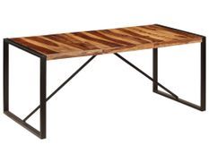 Table à manger bois de Sesham et pieds acier noir Vustick 200 cm
