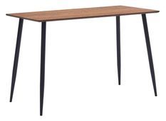 Table à manger bois foncé et pieds métal noir Azkar 120 cm