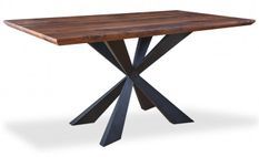 Table à manger bois foncé et pieds métal noir Louna 160 cm