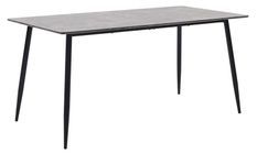 Table à manger bois gris béton et pieds métal noir Azkar 160 cm